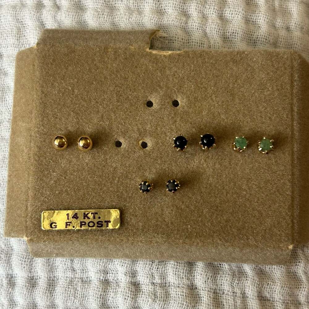 Vintage 14kt Gold Filled Post Multi-Pair Stud Earring Set